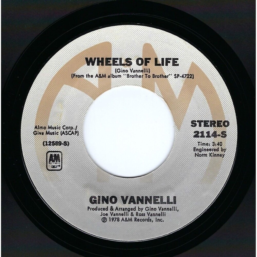 Gino Vannelli 45 Wheels Of Life / Mardi Gras on A&M M- Rock